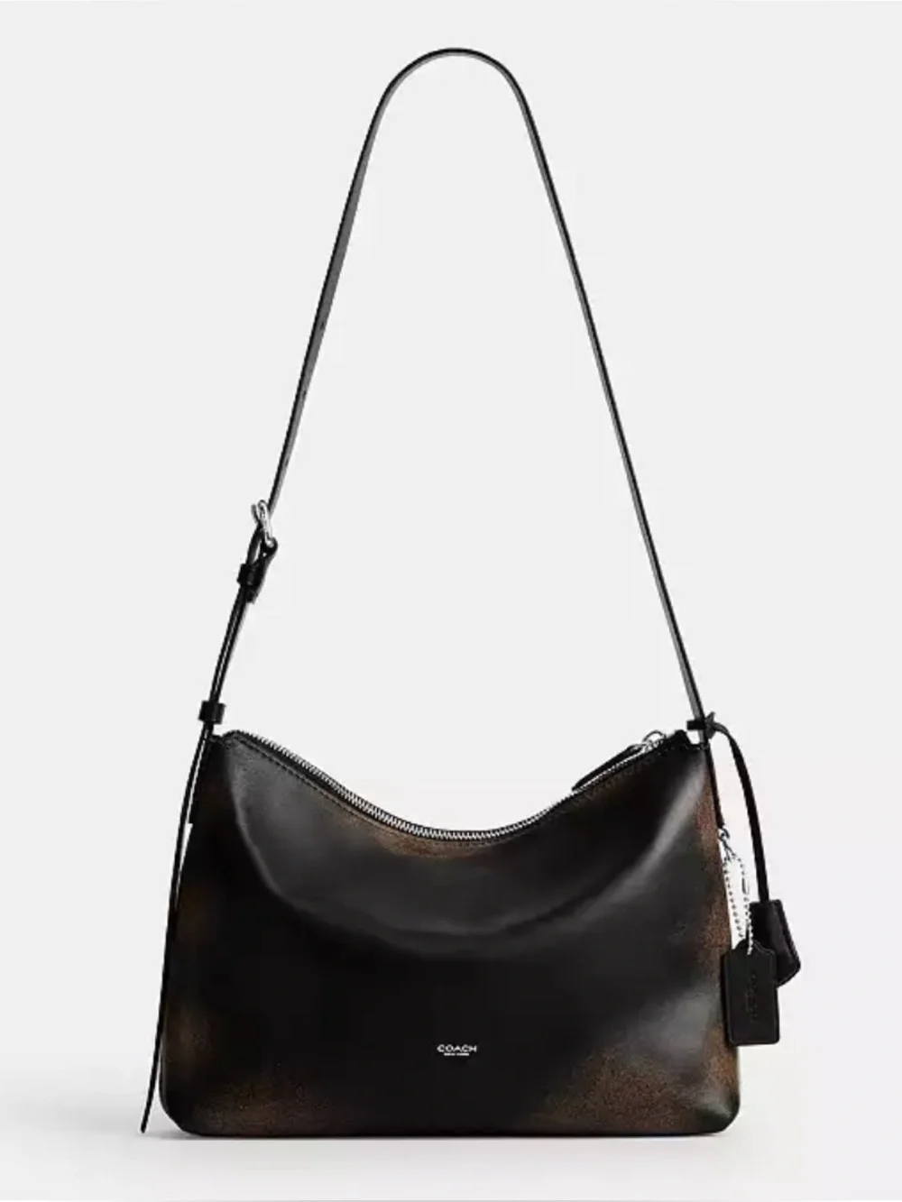 COACH Mott Messenger Bag 33 In Loved Leather, BLACK/LIGHT TAN